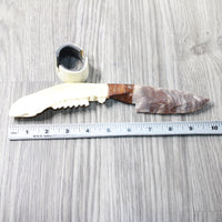 Deer Jaw Handle Stone Blade Ornamental Knife #0359    Mountain Man Knife