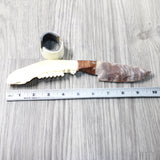 Deer Jaw Handle Stone Blade Ornamental Knife #0359    Mountain Man Knife