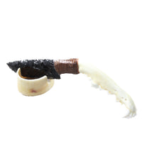 Coyote Jaw Handle Obsidian Blade Ornamental Knife #0359  Mountain Man Knife