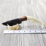 Coyote Jaw Handle Obsidian Blade Ornamental Knife #0359  Mountain Man Knife