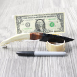Coyote Jaw Handle Obsidian Blade Ornamental Knife #0359  Mountain Man Knife