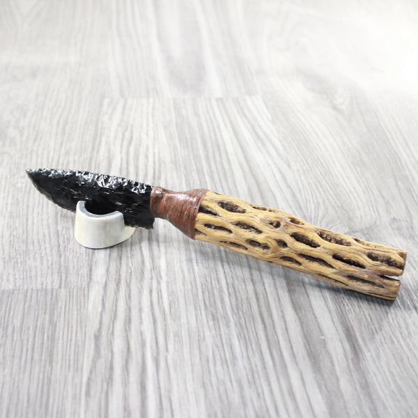 Cholla Cactus Wood Handle Obsidian Blade Ornamental Knife #8459  Mountain Man Knife