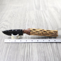 Cholla Cactus Wood Handle Obsidian Blade Ornamental Knife #8459  Mountain Man Knife