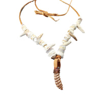 Rattlesnake Rattle Plus Antler Beads Necklace  #4459    Mountain Man Necklace