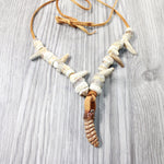 Rattlesnake Rattle Plus Antler Beads Necklace  #4459    Mountain Man Necklace