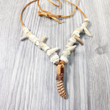 Rattlesnake Rattle Plus Antler Beads Necklace  #4459    Mountain Man Necklace
