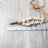 Rattlesnake Rattle Plus Antler Beads Necklace  #4459    Mountain Man Necklace