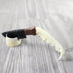 Coyote Jaw Handle Obsidian Blade Ornamental Knife #1559  Mountain Man Knife