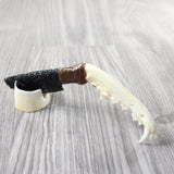 Coyote Jaw Handle Obsidian Blade Ornamental Knife #1559  Mountain Man Knife