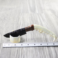Coyote Jaw Handle Obsidian Blade Ornamental Knife #1559  Mountain Man Knife