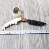 Coyote Jaw Handle Obsidian Blade Ornamental Knife #1559  Mountain Man Knife
