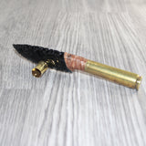 50 Cal Shell Casing Handle Obsidian  Blade Ornamental Knife #23067