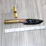50 Cal Shell Casing Handle Obsidian  Blade Ornamental Knife #23067