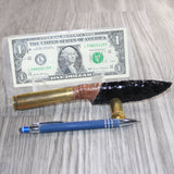 50 Cal Shell Casing Handle Obsidian  Blade Ornamental Knife #23067