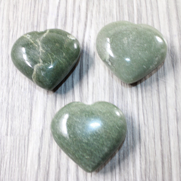 3 Aventurine Hearts Combined Weight of  318   Grams   #    Gemstone Hearts