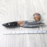 Orthoceras Fossil Handle Obsidian Blade Ornamental Knife #8559  Mountain Man Knife