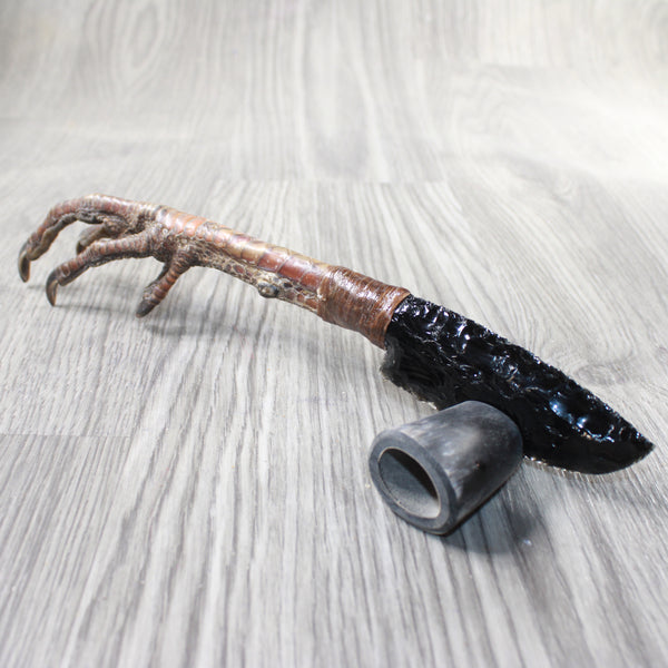 Turkey Foot Handle Obsidian Blade Ornamental Knife #7659  Mountain Man Knife