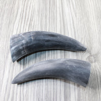 2 Small Raw Unfinished Cow Horns #9049 Natural Colored