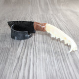 Coyote Jaw Handle Obsidian  Blade Ornamental Knife # 28867