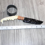 Coyote Jaw Handle Obsidian  Blade Ornamental Knife # 28867