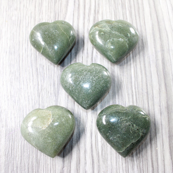 5 Aventurine Hearts Combined Weight of   540  Grams   #5659    Gemstone Hearts