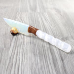 Selenite Spiral Handle Opalite Blade Ornamental Knife #3659     Mountain Man Knife