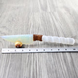 Selenite Spiral Handle Opalite Blade Ornamental Knife #3659     Mountain Man Knife
