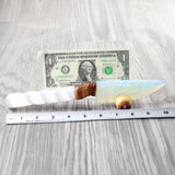 Selenite Spiral Handle Opalite Blade Ornamental Knife #3659     Mountain Man Knife