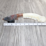 Deer Jaw Handle Stone Blade Ornamental Knife #29767