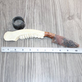 Deer Jaw Handle Stone Blade Ornamental Knife #29767