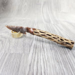 Cholla Cactus Wood Handle Stone Blade Ornamental Knife #3759    Mountain Man Knife
