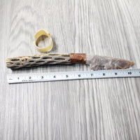 Cholla Cactus Wood Handle Stone Blade Ornamental Knife #3759    Mountain Man Knife