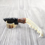 Coyote Jaw Handle Obsidian Blade Ornamental Knife #8759  Mountain Man Knife