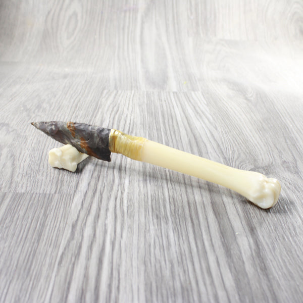 Deer Bone Handle Stone Blade Ornamental Knife #73659    Mountain Man Knife