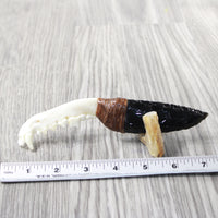 Fox Jaw Handle Obsidian Blade Ornamental Knife #8859  Mountain Man Knife