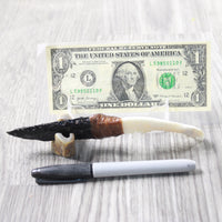 Fox Jaw Handle Obsidian Blade Ornamental Knife #8859  Mountain Man Knife