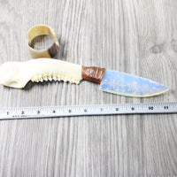 Deer Jaw Handle Opalite Blade Ornamental Knife #8859     Mountain Man Knife