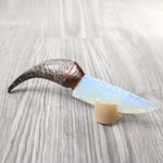 Goat Horn Handle Opalite Blade Ornamental Knife #9859     Mountain Man Knife
