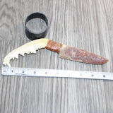 Coyote Jaw Handle Stone Blade Ornamental Knife # 28967