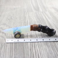 Impala Horn Handle Opalite Blade Ornamental Knife #9859     Mountain Man Knife