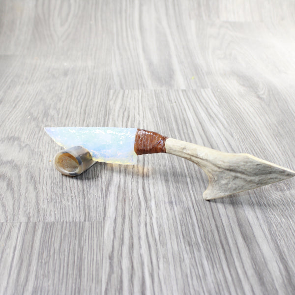 Moose Antler Handle Opalite Blade Ornamental Knife #9859     Mountain Man Knife