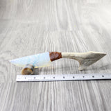 Moose Antler Handle Opalite Blade Ornamental Knife #9859     Mountain Man Knife