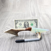 Moose Antler Handle Opalite Blade Ornamental Knife #9859     Mountain Man Knife