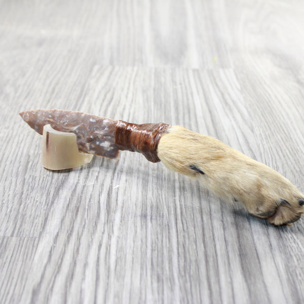 Coyote Foot Handle Stone Blade Ornamental Knife #9959    Mountain Man Knife