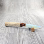 Hair-on Deer Bone Handle Opalite Blade Ornamental Knife #4959     Mountain Man Knife