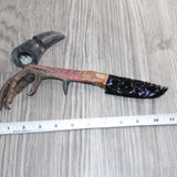 Turkey Foot Handle Obsidian  Blade Ornamental Knife #26767