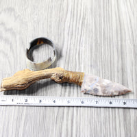 Grapevine Wood Handle Stone Blade Ornamental Knife #33n59    Mountain Man Knife