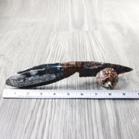 Orthoceras Fossil Handle Stone Blade Ornamental Knife #22n59    Mountain Man Knife