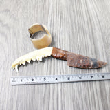 Coyote Jaw Handle Stone Blade Ornamental Knife #0059    Mountain Man Knife