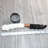 Deer Jaw Handle Obsidian  Blade Ornamental Knife # 29067